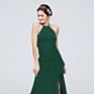 Chiffon High Neck Formal Dress - Dark Green - Size 24
